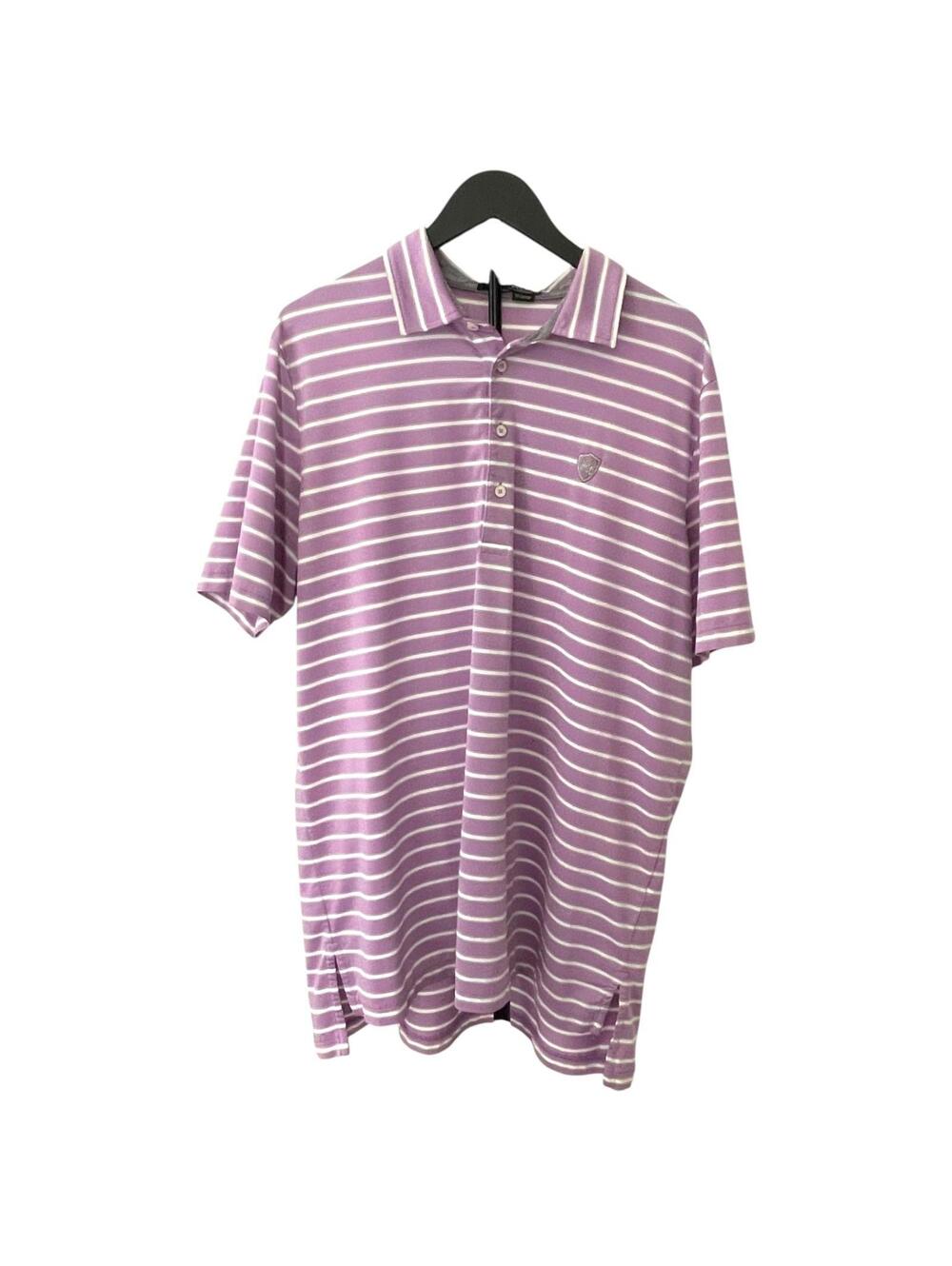 Ralph Lauren RLX Golf Polo Mens XL Lavender Purple Striped Shirt Stretch